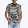Camiseta de tirantes de algodón de corte holgado y silueta cuadrada – Rayas grises/negras Camiseta de tirantes de algodón de corte holgado y silueta cuadrada – Rayas grises/negras