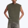 Camiseta de tirantes de algodón de corte holgado y silueta cuadrada – Verde caqui oscuro lavado Camiseta de tirantes de algodón de corte holgado y silueta cuadrada – Verde caqui oscuro lavado
