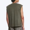 Camiseta de tirantes de algodón de corte holgado y silueta cuadrada – Verde caqui oscuro lavado Camiseta de tirantes de algodón de corte holgado y silueta cuadrada – Verde caqui oscuro lavado