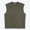 Camiseta de tirantes de algodón de corte holgado y silueta cuadrada – Verde caqui oscuro lavado Camiseta de tirantes de algodón de corte holgado y silueta cuadrada – Verde caqui oscuro lavado