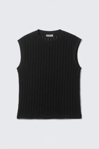 Camiseta de tirantes de algodón de corte recto – Negro
