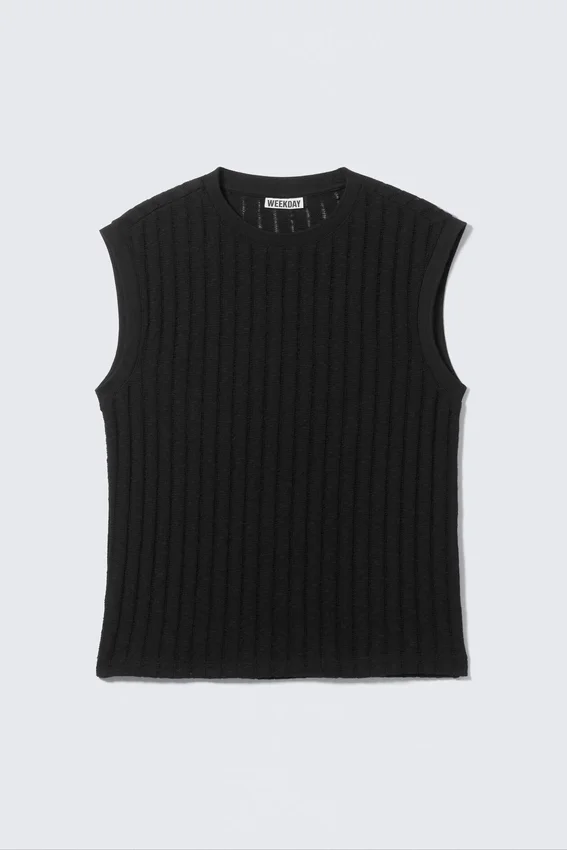 Camiseta de tirantes de algodón de corte recto – Negro Camiseta de tirantes de algodón de corte recto – Negro