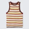 Camiseta de tirantes de algodón de punto abierto – Rayas multicolores Camiseta de tirantes de algodón de punto abierto – Rayas multicolores