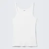 Camiseta de tirantes de cuello redondo acanalado – Blanca Camiseta de tirantes de cuello redondo acanalado – Blanca