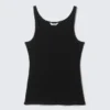 Camiseta de tirantes de cuello redondo acanalado – Negro Camiseta de tirantes de cuello redondo acanalado – Negro