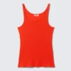 Camiseta de tirantes de cuello redondo acanalado – Rojo brillante Camiseta de tirantes de cuello redondo acanalado – Rojo brillante