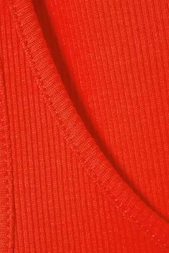 Camiseta de tirantes de cuello redondo acanalado – Rojo brillante
