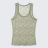 Camiseta de tirantes de encaje transparente – Verde caqui Camiseta de tirantes de encaje transparente – Verde caqui