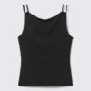 Camiseta de tirantes de jersey con cuello barco – Negro Camiseta de tirantes de jersey con cuello barco – Negro