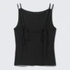 Camiseta de tirantes de jersey con cuello barco – Negro Camiseta de tirantes de jersey con cuello barco – Negro
