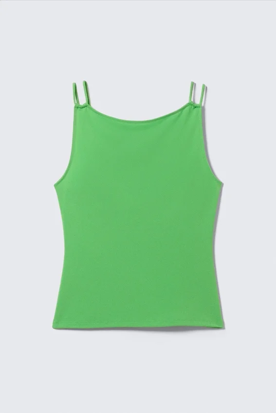 Camiseta de tirantes de jersey con cuello barco – Verde brillante Camiseta de tirantes de jersey con cuello barco – Verde brillante