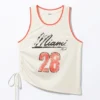 Camiseta de tirantes de malla con cordón – Blanco/Naranja – Miami Camiseta de tirantes de malla con cordón – Blanco/Naranja – Miami