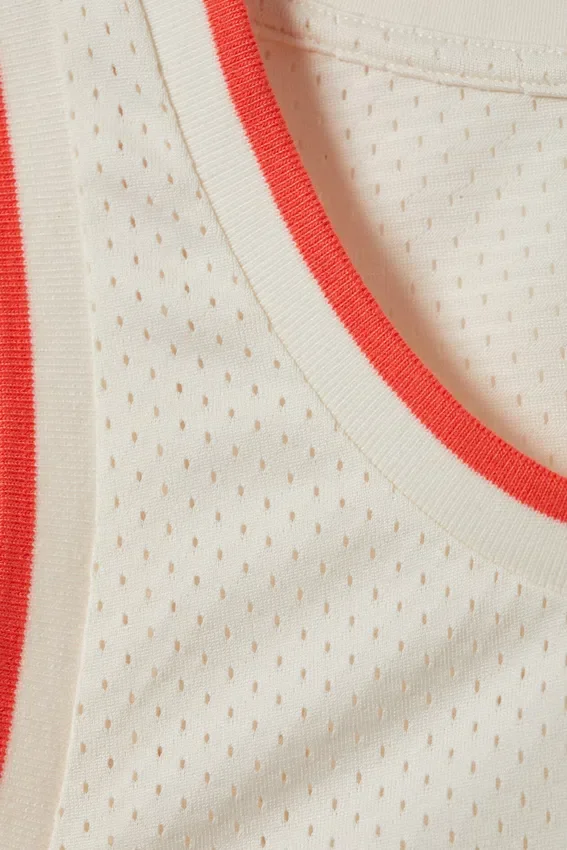 Camiseta de tirantes de malla con cordón – Blanco/Naranja – Miami Camiseta de tirantes de malla con cordón – Blanco/Naranja – Miami