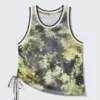 Camiseta de tirantes de malla con cordón – Estampado floral oscuro Camiseta de tirantes de malla con cordón – Estampado floral oscuro