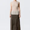 Camiseta de tirantes de punto con cuello barco – Beige claro Camiseta de tirantes de punto con cuello barco – Beige claro
