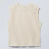 Camiseta de tirantes de punto jacquard – Blanco roto claro Camiseta de tirantes de punto jacquard – Blanco roto claro