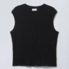 Camiseta de tirantes de punto jacquard – Negro Camiseta de tirantes de punto jacquard – Negro