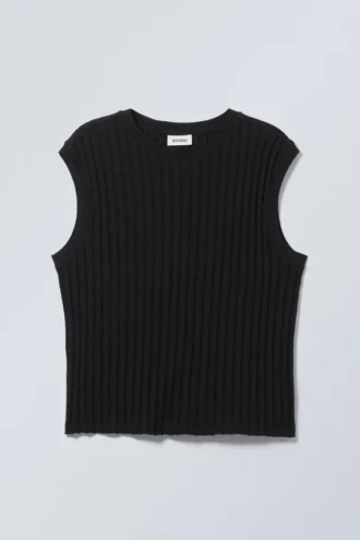 Camiseta de tirantes de punto jacquard – Negro