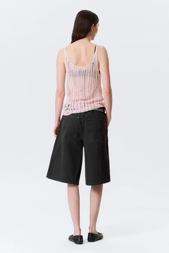 Camiseta de tirantes de punto texturado – Rosa claro Camiseta de tirantes de punto texturado – Rosa claro