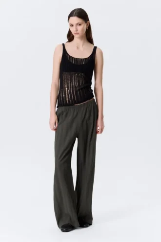 Camiseta de tirantes de punto texturizado – Negro
