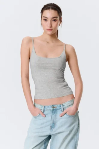 Camiseta de tirantes finos – Gris jaspeado