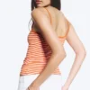 Camiseta de tirantes finos – Rayas rosa/naranja Camiseta de tirantes finos – Rayas rosa/naranja