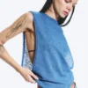 Camiseta de tirantes fruncida – Azul Camiseta de tirantes fruncida – Azul