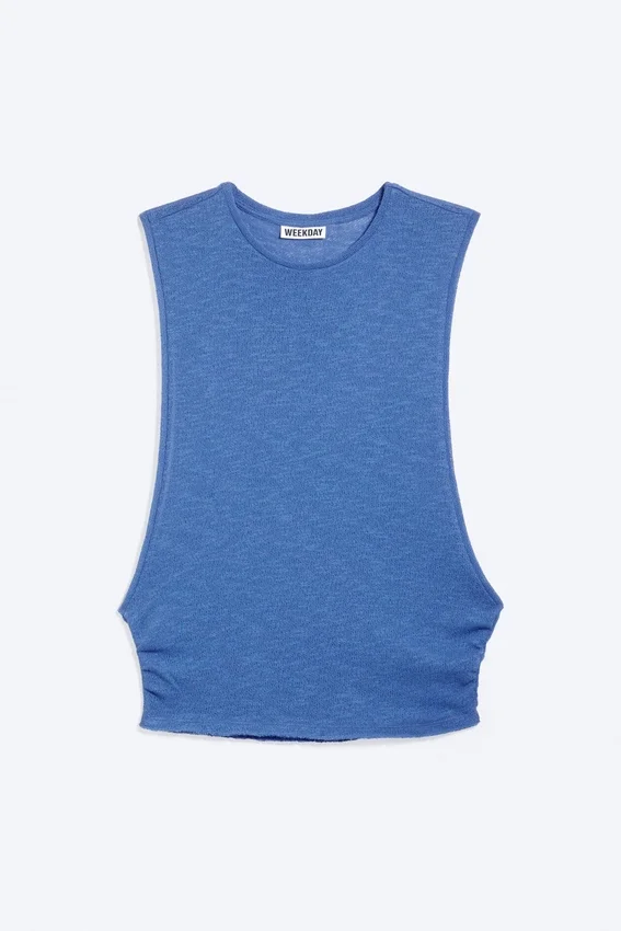 Camiseta de tirantes fruncida – Azul Camiseta de tirantes fruncida – Azul