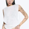Camiseta de tirantes fruncida – Blanco Camiseta de tirantes fruncida – Blanco