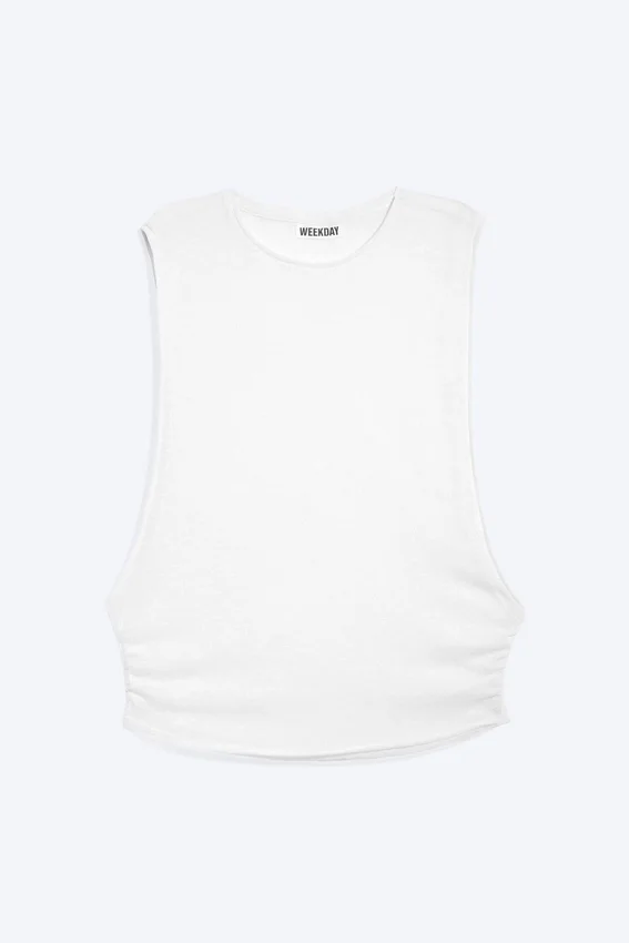 Camiseta de tirantes fruncida – Blanco Camiseta de tirantes fruncida – Blanco