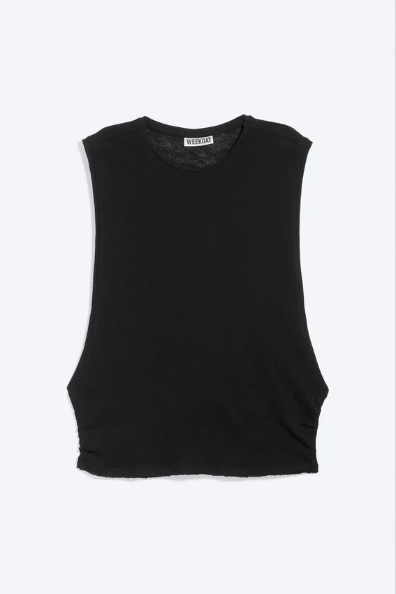 Camiseta de tirantes fruncida – Negro Camiseta de tirantes fruncida – Negro