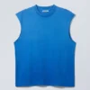 Camiseta de tirantes holgada con dobladillo sin rematar y corte cuadrado – Azul descolorido Camiseta de tirantes holgada con dobladillo sin rematar y corte cuadrado – Azul descolorido