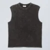Camiseta de tirantes holgada con efecto lavado – Negro lavado Camiseta de tirantes holgada con efecto lavado – Negro lavado
