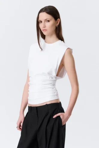 Camiseta de tirantes plisada – Blanca