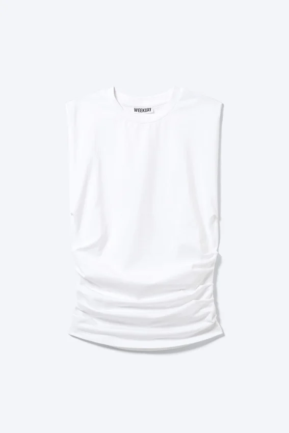 Camiseta de tirantes plisada – Blanca Camiseta de tirantes plisada – Blanca