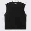 Camiseta de tirantes sin mangas con corte láser de Rael Kade – Negro Camiseta de tirantes sin mangas con corte láser de Rael Kade – Negro