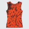 Camiseta de tirantes sin mangas con cuello barco y espalda abierta – Naranja brillante teñida al estilo tie-dye Camiseta de tirantes sin mangas con cuello barco y espalda abierta – Naranja brillante teñida al estilo tie-dye