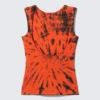 Camiseta de tirantes sin mangas con cuello barco y espalda abierta – Naranja brillante teñida al estilo tie-dye Camiseta de tirantes sin mangas con cuello barco y espalda abierta – Naranja brillante teñida al estilo tie-dye