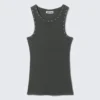 Camiseta de tirantes sin mangas con tachuelas – Gris oscuro – Tachuelas Camiseta de tirantes sin mangas con tachuelas – Gris oscuro – Tachuelas