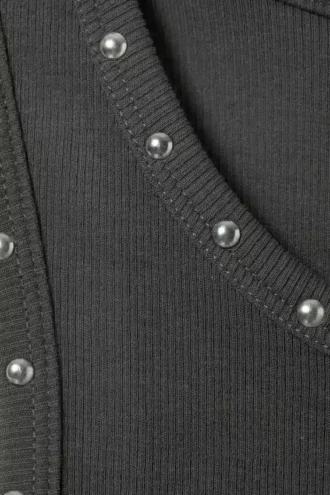 Camiseta de tirantes sin mangas con tachuelas – Gris oscuro – Tachuelas