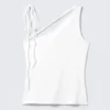 Camiseta de tirantes sin mangas de corte ajustado con un solo hombro – Blanco Camiseta de tirantes sin mangas de corte ajustado con un solo hombro – Blanco