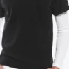 Camiseta encogida de doble capa – Blanco y negro Camiseta encogida de doble capa – Blanco y negro