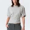 Camiseta entallada con drapeado – Gris jaspeado Camiseta entallada con drapeado – Gris jaspeado