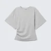 Camiseta entallada con drapeado – Gris jaspeado Camiseta entallada con drapeado – Gris jaspeado