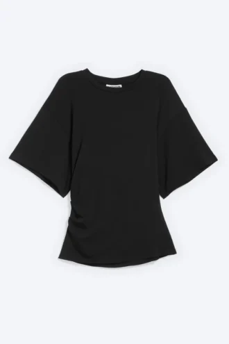 Camiseta entallada con drapeado – Negro