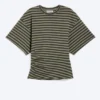 Camiseta entallada con drapeado – Rayas gris oscuro Camiseta entallada con drapeado – Rayas gris oscuro