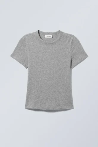 Camiseta entallada – Gris jaspeado