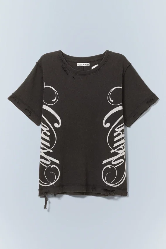 Camiseta estampada con efecto desgastado – Negro lavado | Cheap Monday Gb Camiseta estampada con efecto desgastado – Negro lavado | Cheap Monday Gb