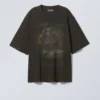 Camiseta estampada de corte holgado – Negro – Estampado de caballos Camiseta estampada de corte holgado – Negro – Estampado de caballos