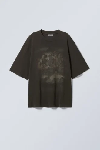 Camiseta estampada de corte holgado – Negro – Estampado de caballos